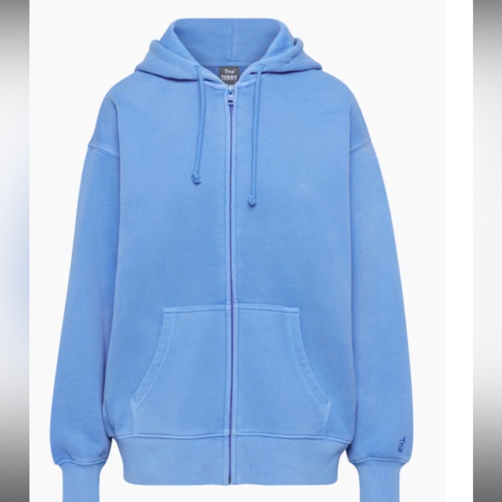 TNA terry fleece boyfriend zip hoodie